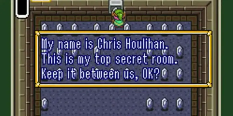 Tajná místnost Chrise Houlihana ve hře Zelda Links between Past