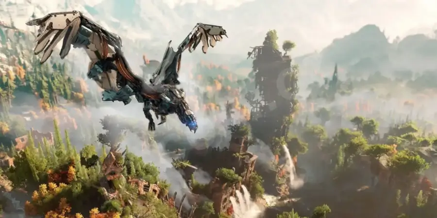 Horizon Zero Dawn přelet nad světem