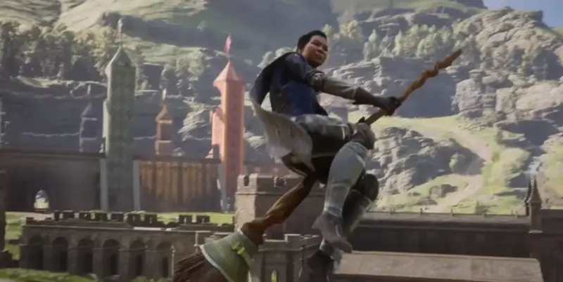 Původní záběr ze hry Hogwarts legacy s famfrpálovým zápasem