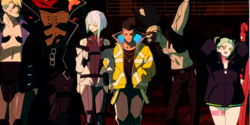 Anime Cyberpunk Edgerunners - hlavní postavy seriálu.