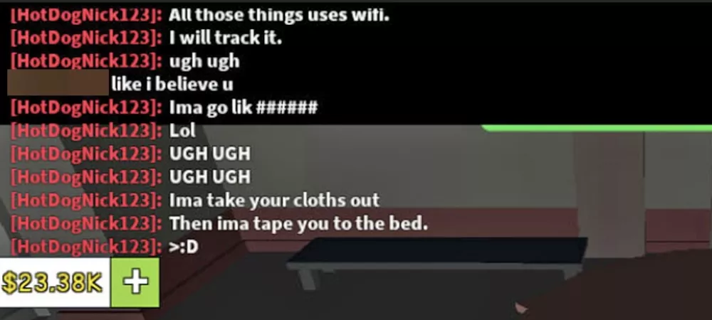 Chat s predátorem v Robloxu.