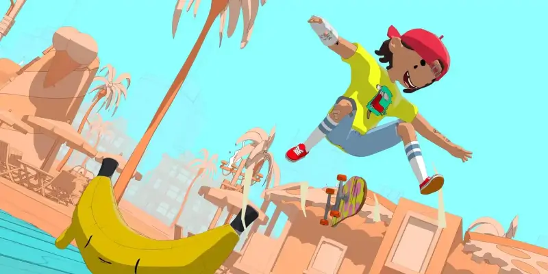 Hlavní hrdina hry Olli Olli se skateboardem