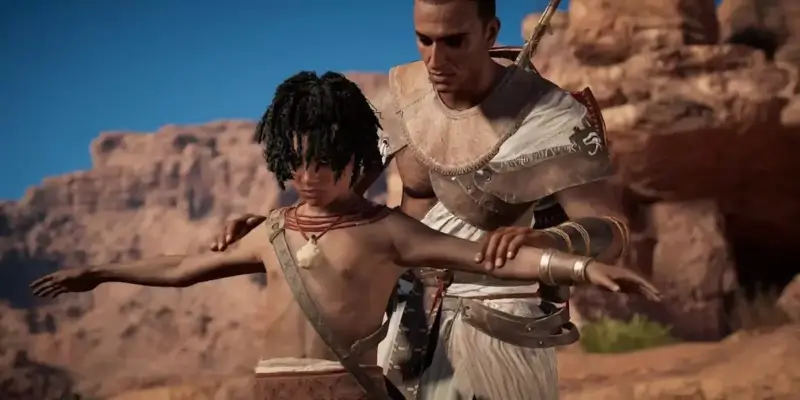 Hlavní hrdina ve hře Assasins Creed Origins