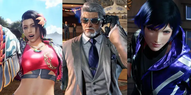 Nové tři postavy ve hře Tekken 8, Reina, Viktor Chevalier a Azucena.