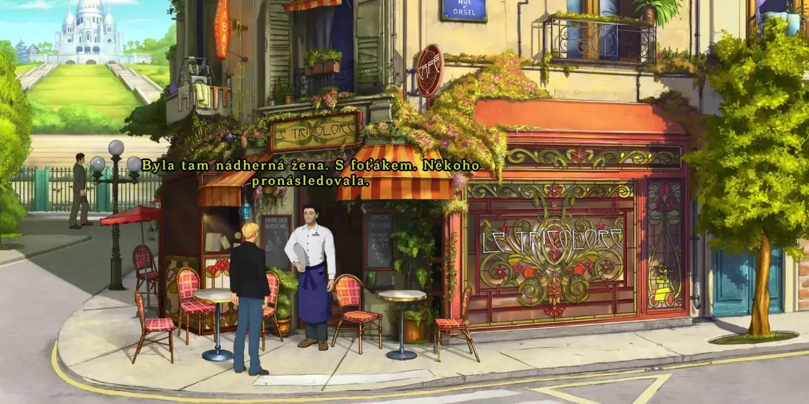 Rozhovor v pařížské kavárně v adventuře Broken Sword 5