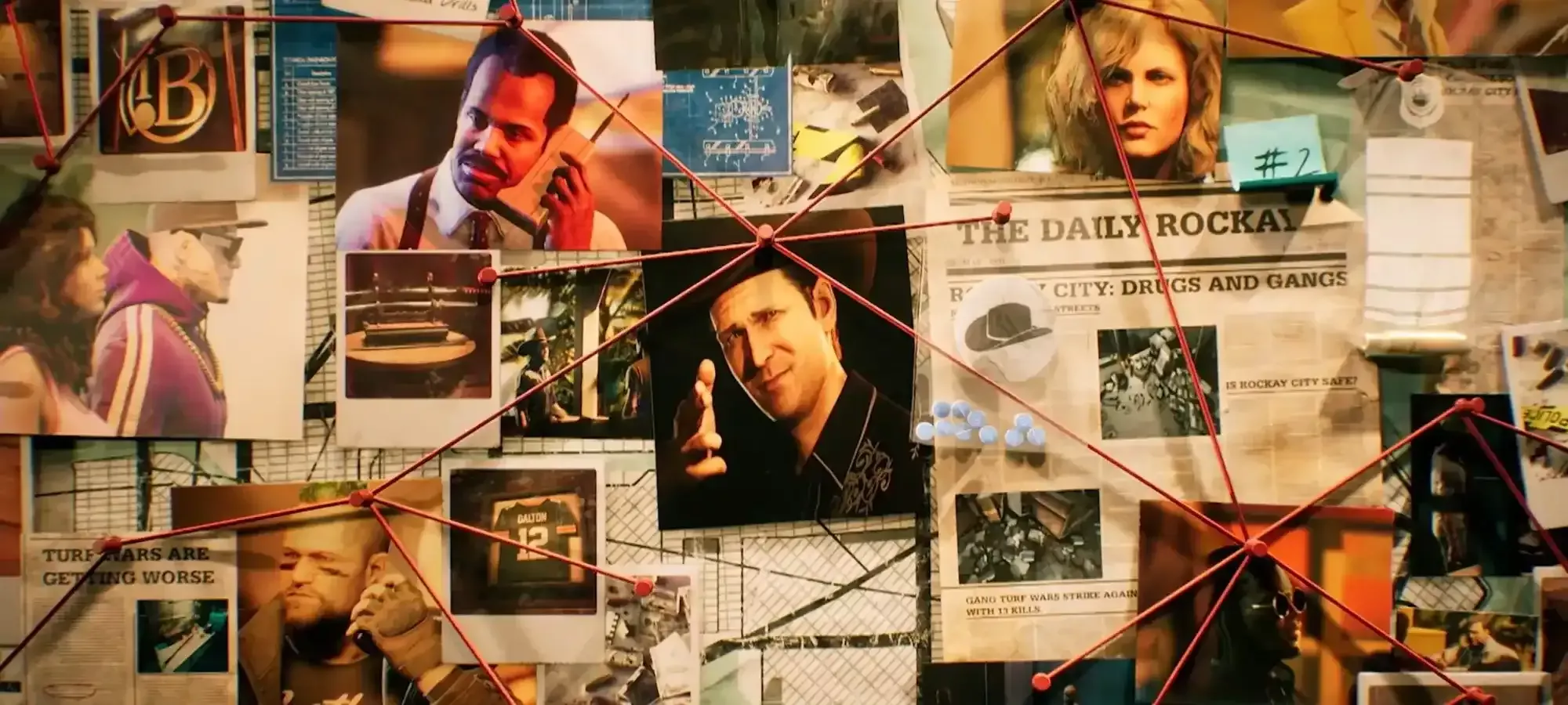 Nástěnka z hvězdami v Crime Boss: Rockay City.