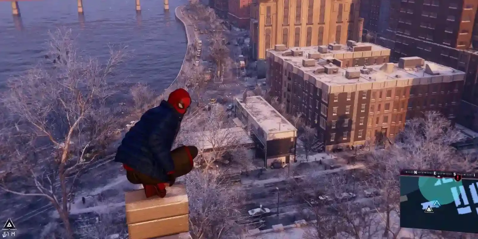 Spiderman nad zasněženým New Yorkem