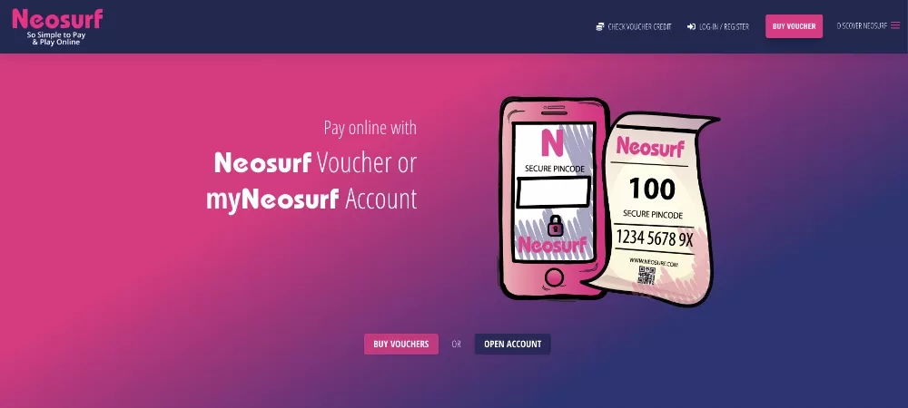 Hlavní stránka služby Neosurf