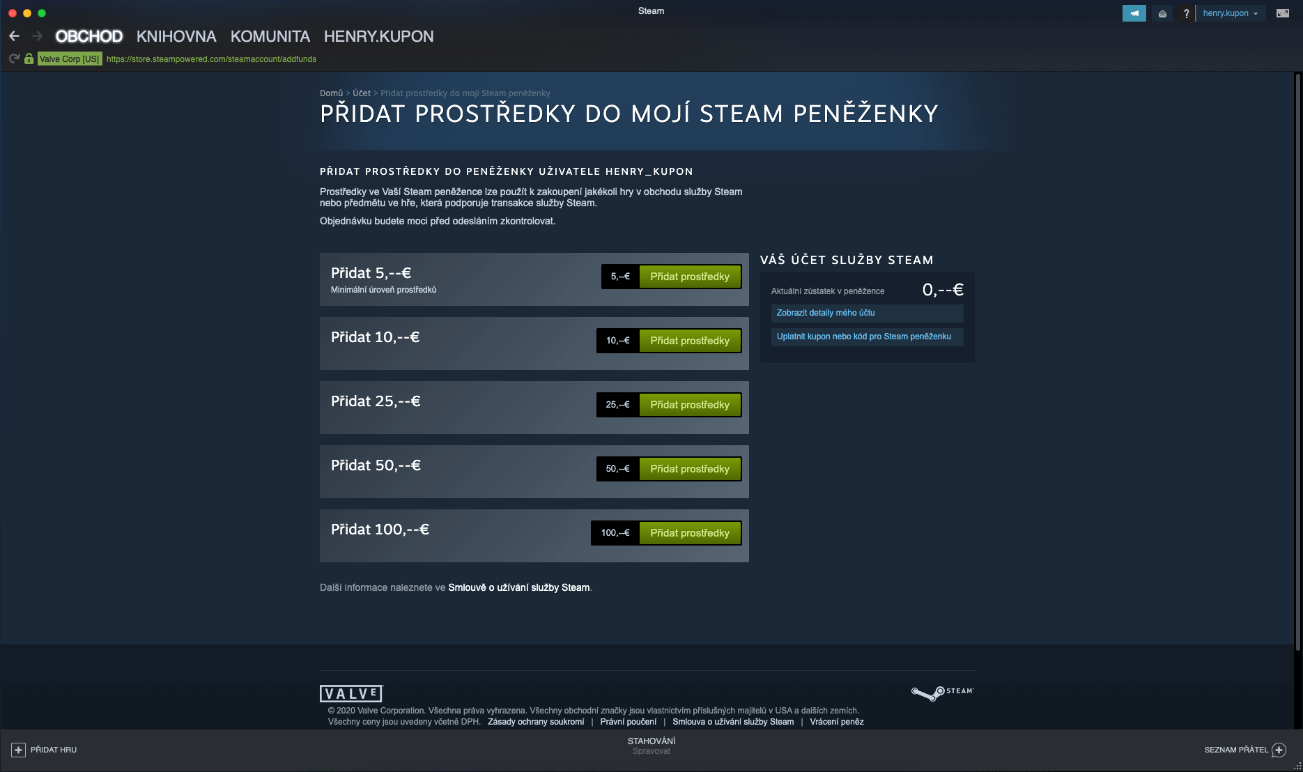 Jak platit kartou na Steamu?